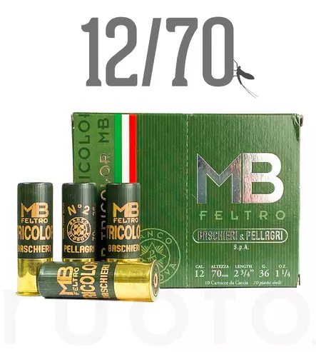 12/70 B&P MB Tricolor Type4 36g 10pcs - Metsästyspatruunat, lyijy - 8033109431750 - 1