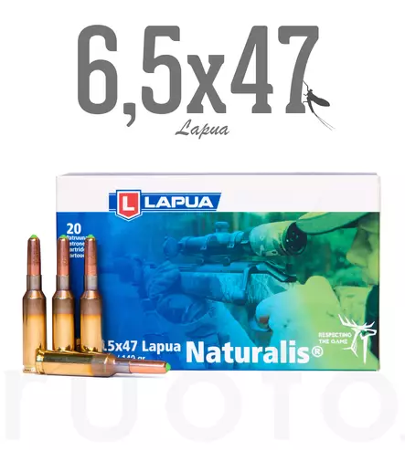 Lapua Naturalis 6,5x47 9,1g 20pcs - Patruunat 6,5 x 47 Lapua - 6418267103510 - 1