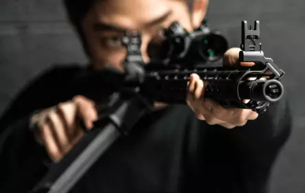 UTG ACCU-SYNC 45 Degree Front Sight Manual Flip-up Tool-free FSP - Rautatähtäimet kivääreille - 4717385553682 - 2