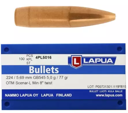 Lapua Scenar-L .224 5,0g 100pcs GB545 - Muut kaliiperit - 6418267300933 - 1