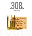 GGG FMJ .308 Win 9,55g 20pcs - Patruunat 308 Winchester - 4779032300193 - 1