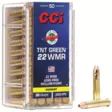 CCI .22 WMR TNT Green HP 50pcs - Patruunat 22 WMR - 076683000606 - 1