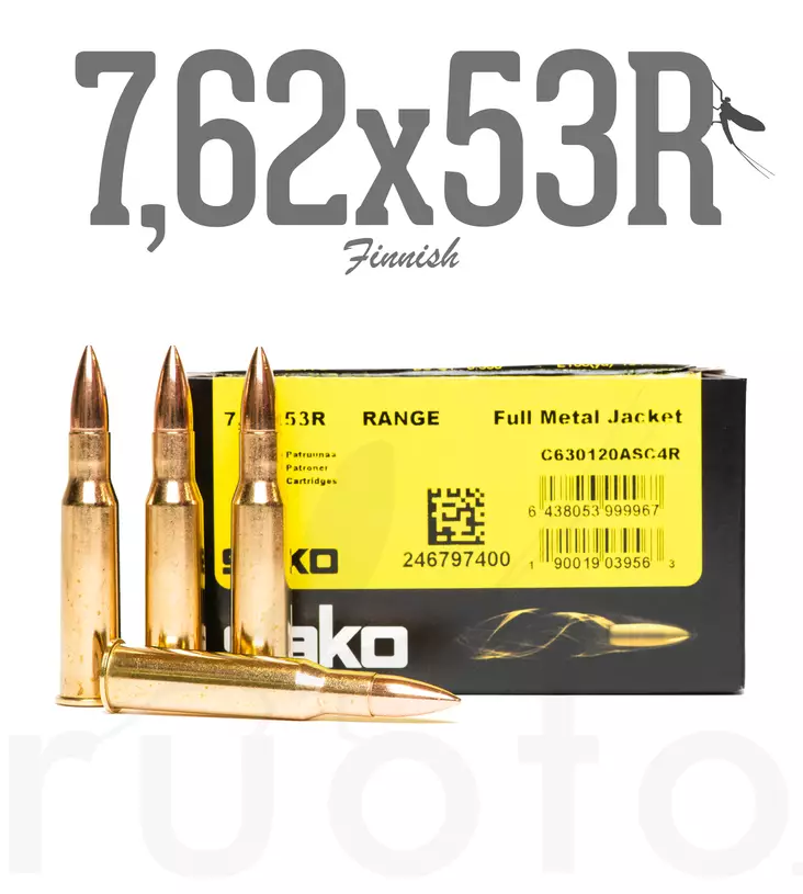 Sako Range FMJ 7,62x53R 8,0g 50pcs - Muut kiväärikaliiperit urheiluammuntaan - 6438053999967 - 1