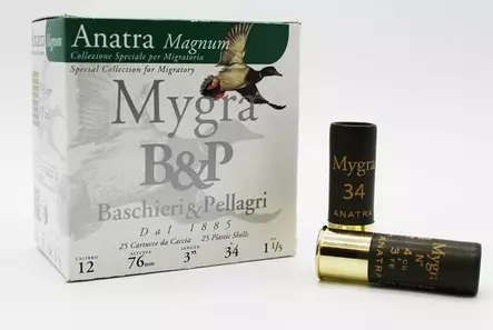 12/76 B&P Mygra Anatra 3+4 34g 25pcs - Metsästyspatruunat, teräs - 8057018397808 - 1