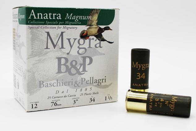12/76 B&P Mygra Anatra 3+4 34g 25pcs - Metsästyspatruunat, teräs - 8057018397808 - 1