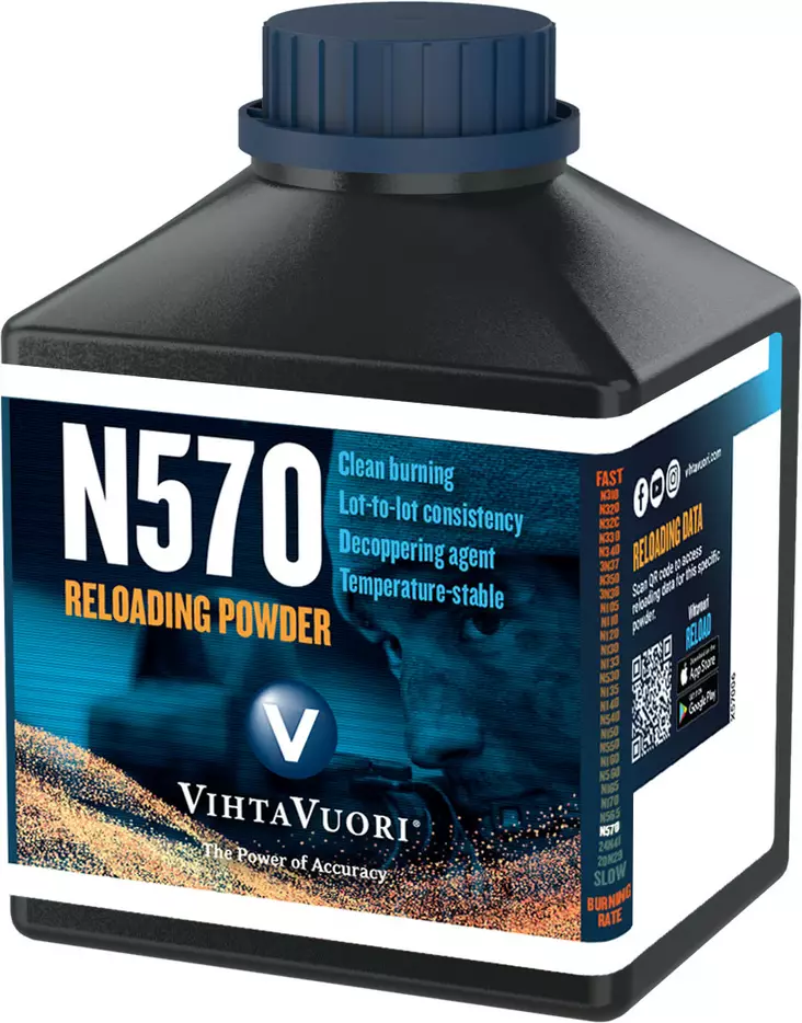 Vihtavuori Premium Gunpowder N570 0,45kg - 0,5 kg ruutipakkaukset - 6420615701019 - 1