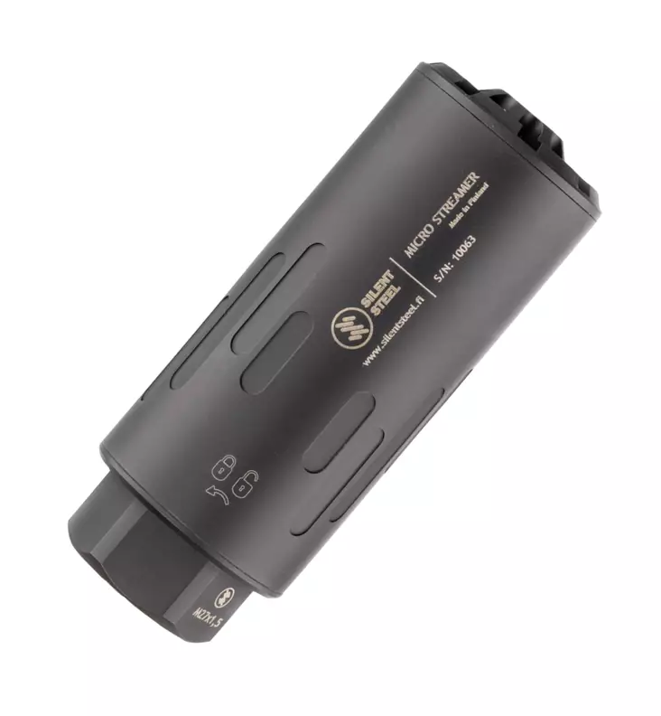 Silent Steel Micro Flow Streamer 9 Armor Black - Äänenvaimentimet 9mm PCC - MST900B-SS - 1